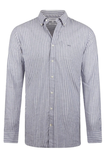 McGregor cotton/linnen stripe shirts Blauw