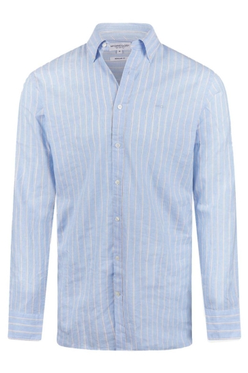 McGregor Overhemd COTTON LINNEN FANCY STRIPE SHIRT MM261 6001 04 LIGHT BLUE