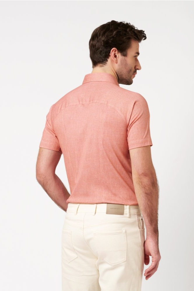 Desoto roze heren overhemd | Model achteraanzicht