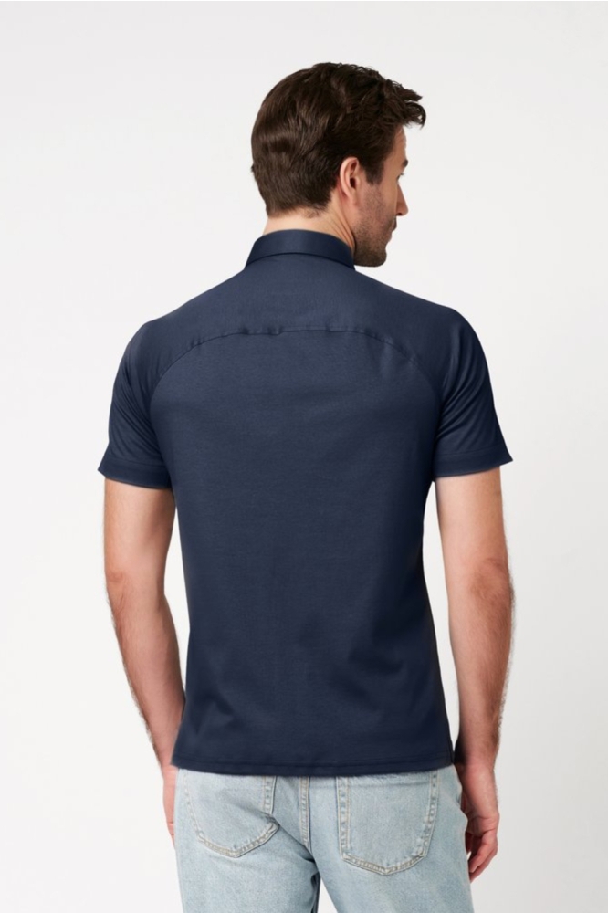 Desoto blauwe heren polo | Model achteraanzicht