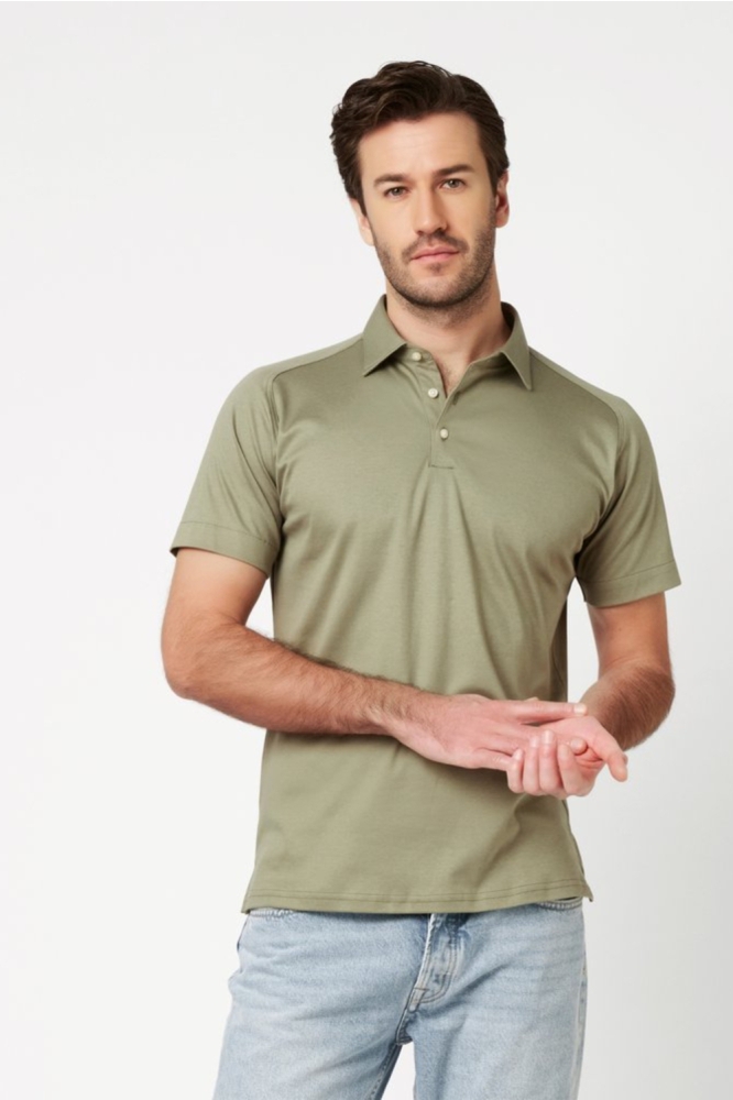 Desoto groene heren polo | Model vooraanzicht