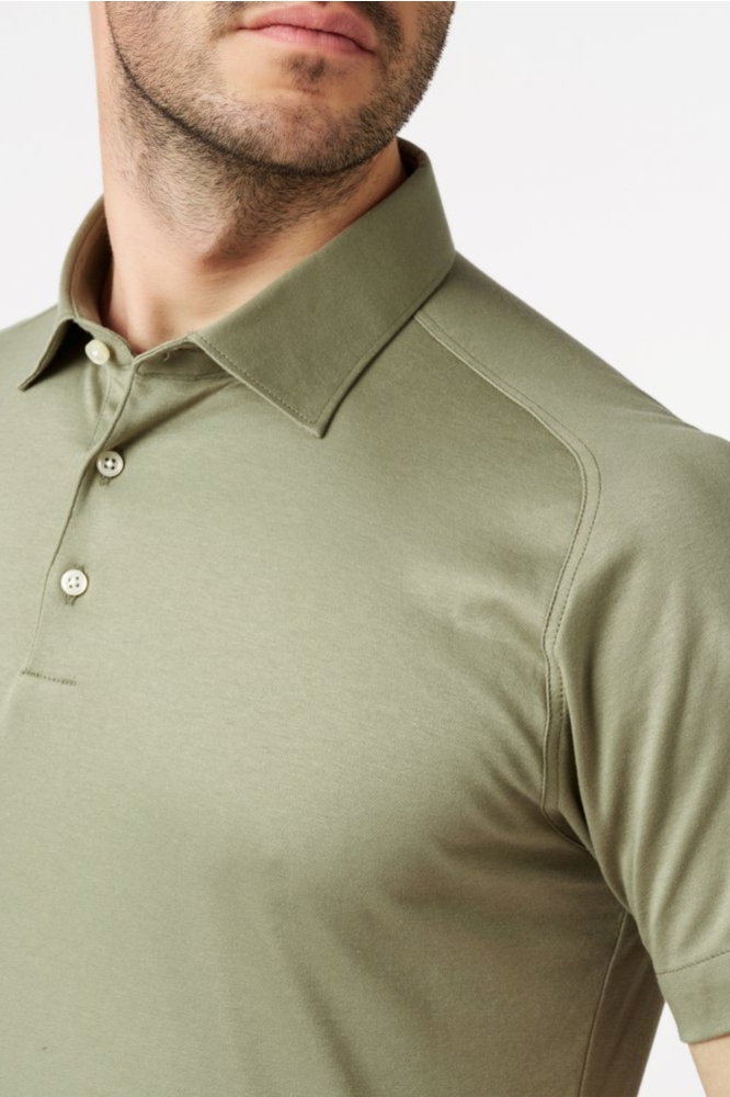 Desoto groene heren polo | Close up