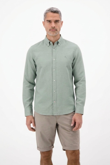 Lerros groene heren overhemd | Model vooraanzicht
