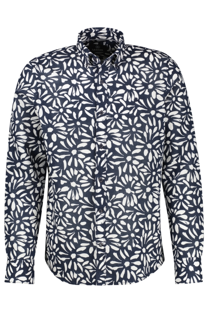 Lerros blauwe heren overhemd | Vooraanzicht