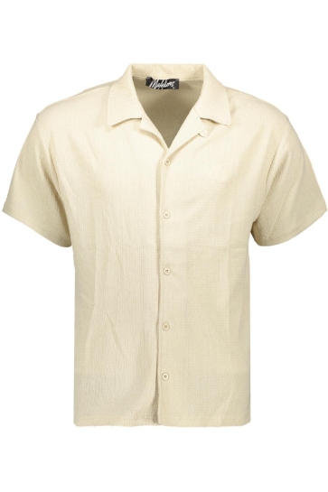 Malelions Overhemd EMBLEM SEERSUCKER SHIRT MMC30026057 LIGHT TAUPE