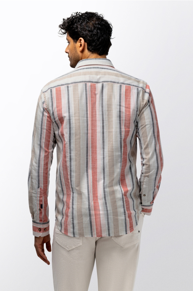 State of Art beige heren overhemd | Model achteraanzicht