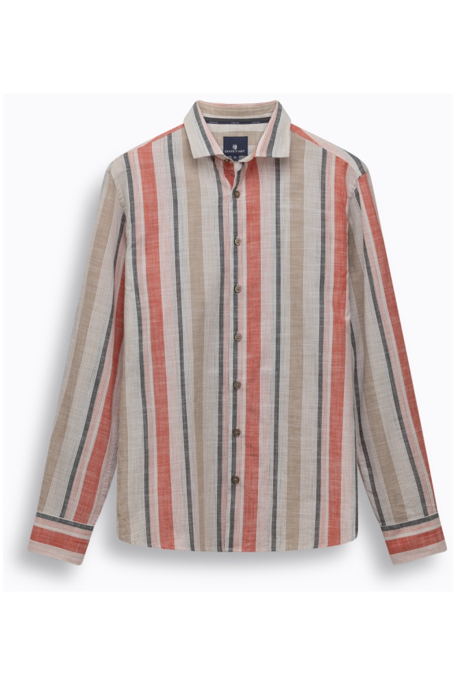 State of Art beige heren overhemd | Vooraanzicht