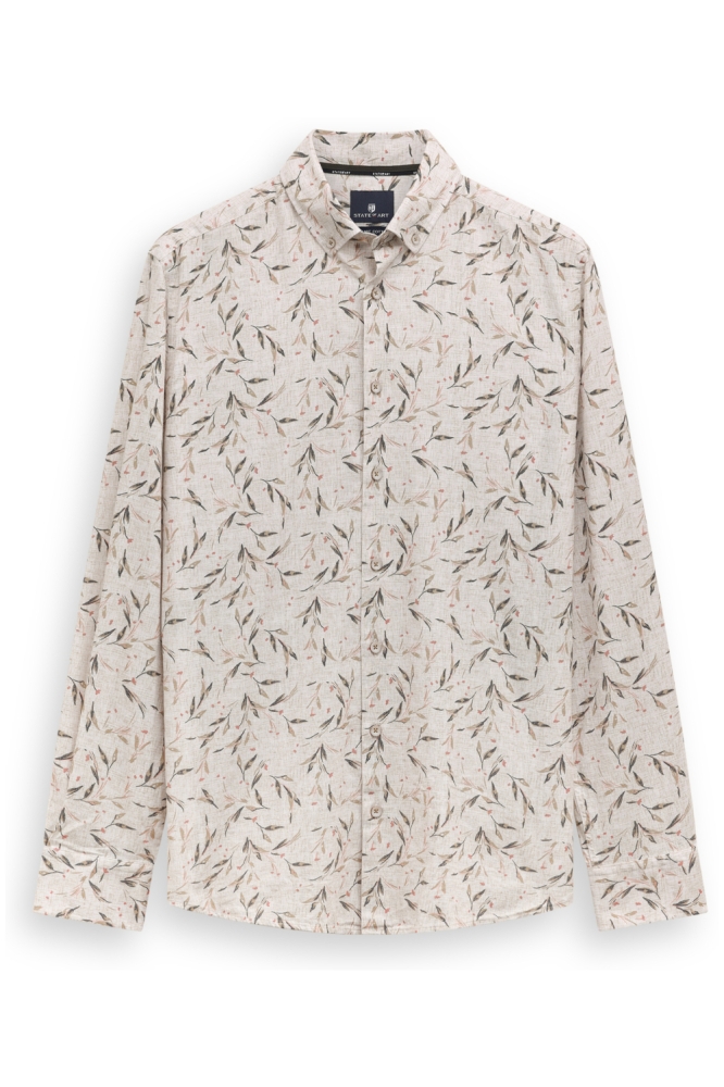 State of Art beige heren overhemd | Vooraanzicht