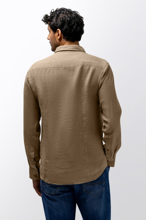 State of Art taupe heren overhemd | Model achteraanzicht