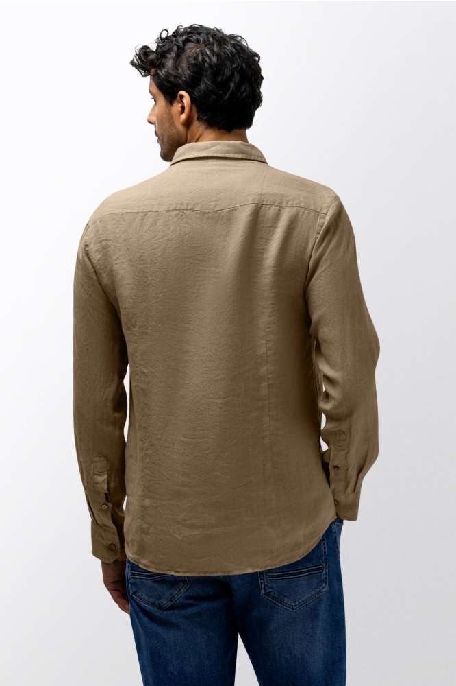 State of Art taupe heren overhemd | Model achteraanzicht