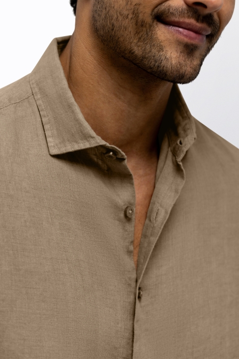 State of Art taupe heren overhemd | Close up