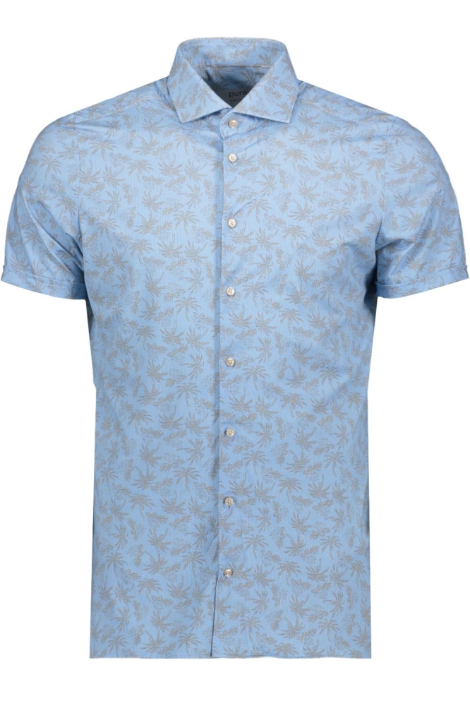 Pure H. Tico blauwe heren overhemd | Vooraanzicht