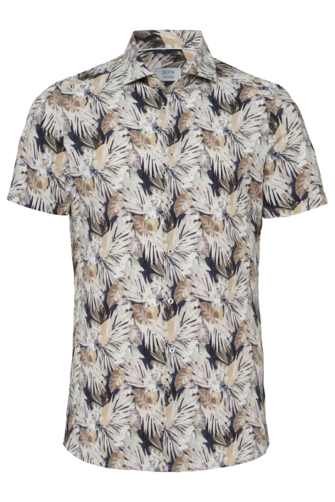 Pure H. Tico beige heren overhemd | Vooraanzicht