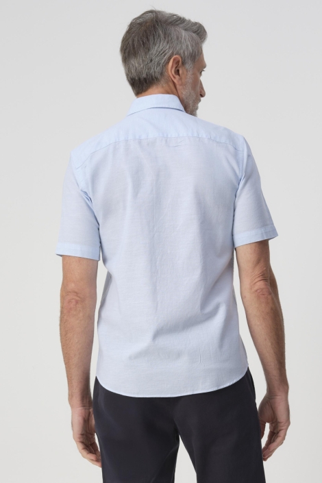 Campbell blauwe heren overhemd | Model achteraanzicht