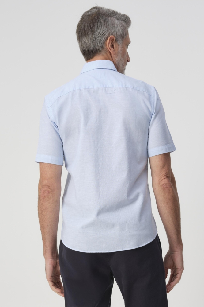 Campbell blauwe heren overhemd | Model achteraanzicht