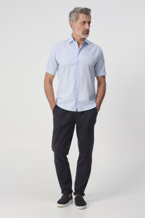 Campbell blauwe heren overhemd | Model