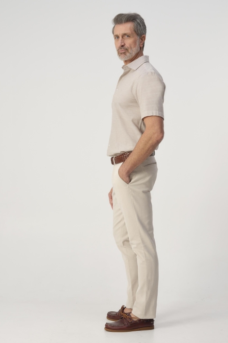 Campbell beige heren overhemd | Model