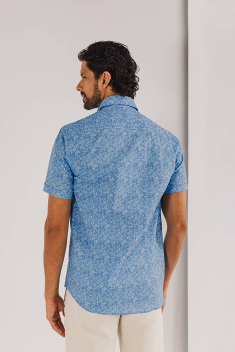 State of Art blauwe heren overhemd | Model achteraanzicht