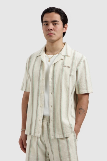 Pure Path Overhemd STRIPED SHORTSLEEVE SHIRT 26010217 ECRU