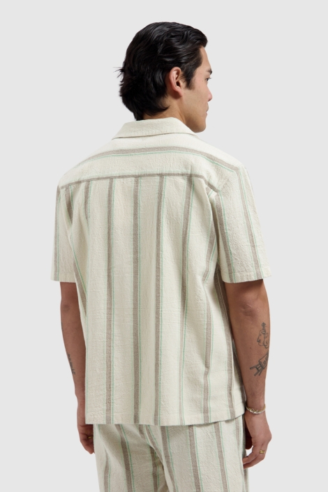 Pure Path ecru heren overhemd | Model achteraanzicht