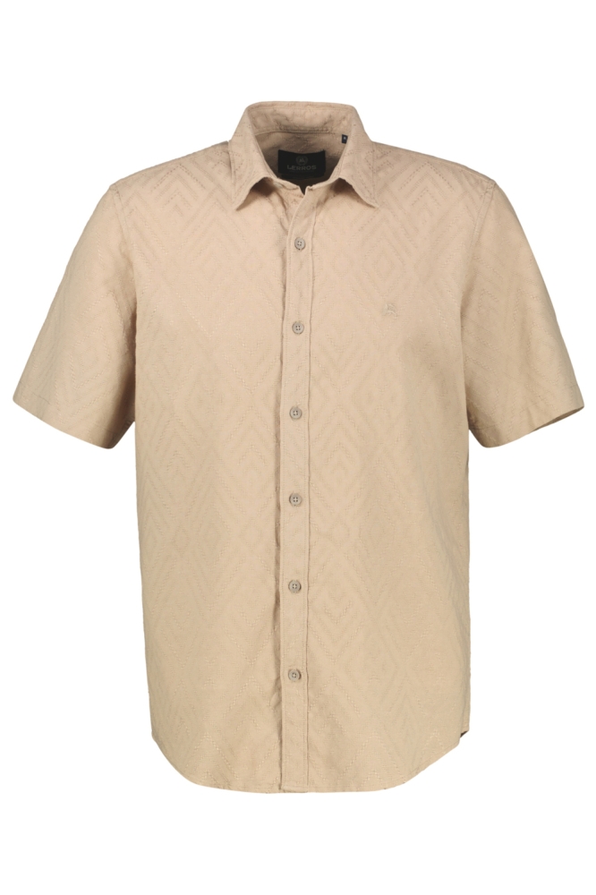 Lerros beige heren overhemd | Vooraanzicht
