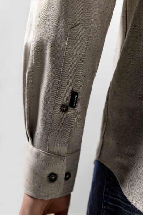State of Art taupe heren overhemd | Close up