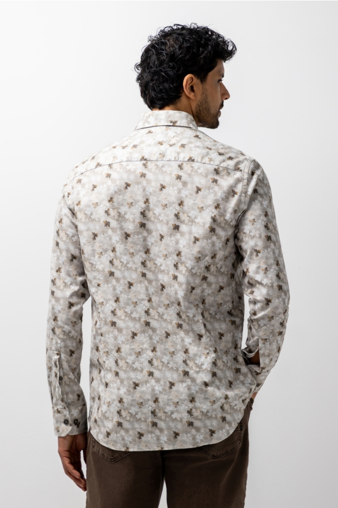 State of Art taupe heren overhemd | Model achteraanzicht