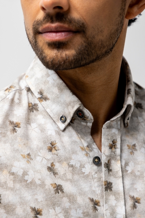 State of Art taupe heren overhemd | Close up