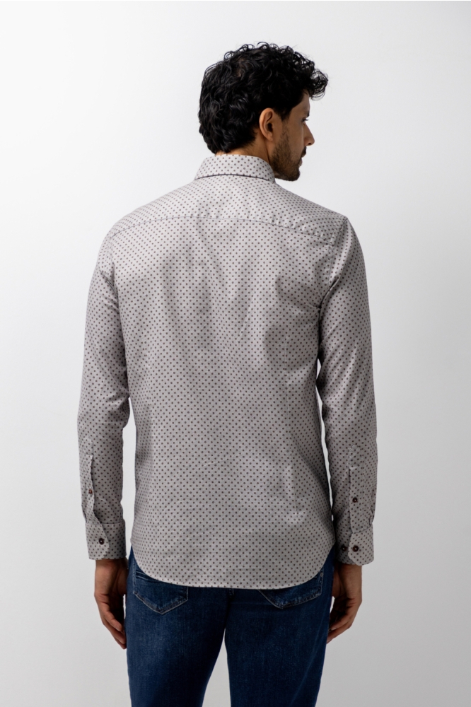 State of Art taupe heren overhemd | Model achteraanzicht