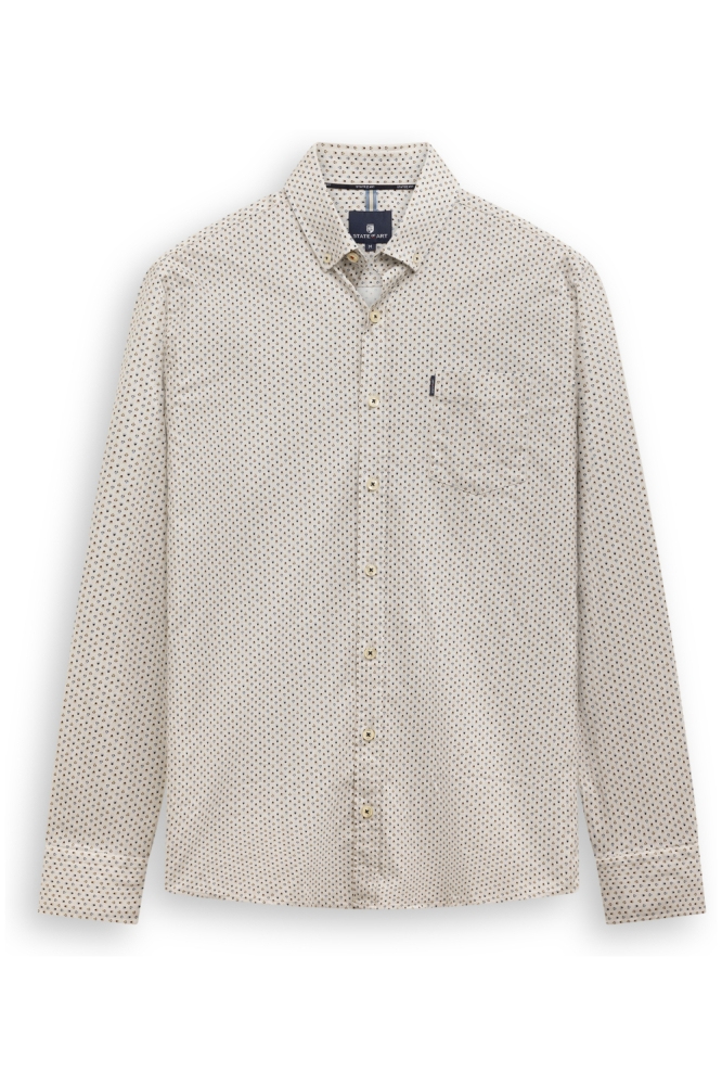 State of Art taupe heren overhemd | Vooraanzicht
