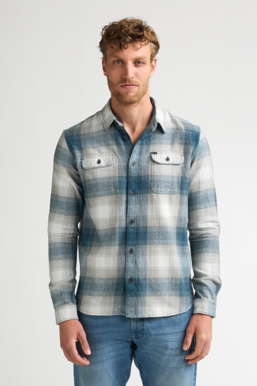 Petrol Industries men shirt long sleeve check Blauw