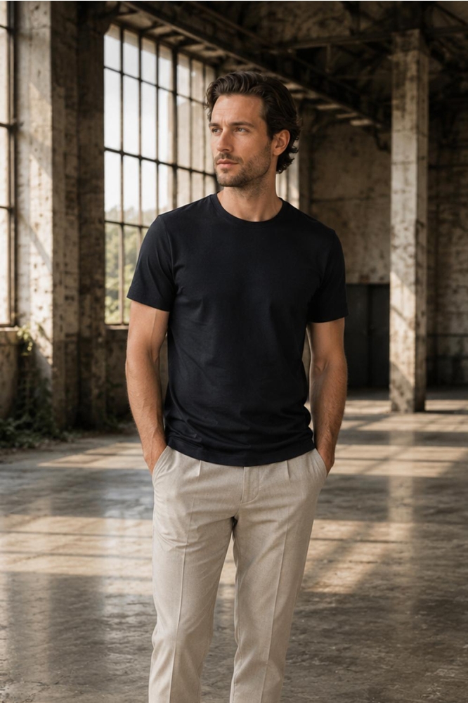 Desoto blauwe heren t-shirt | Sfeerbeeld, In situatie