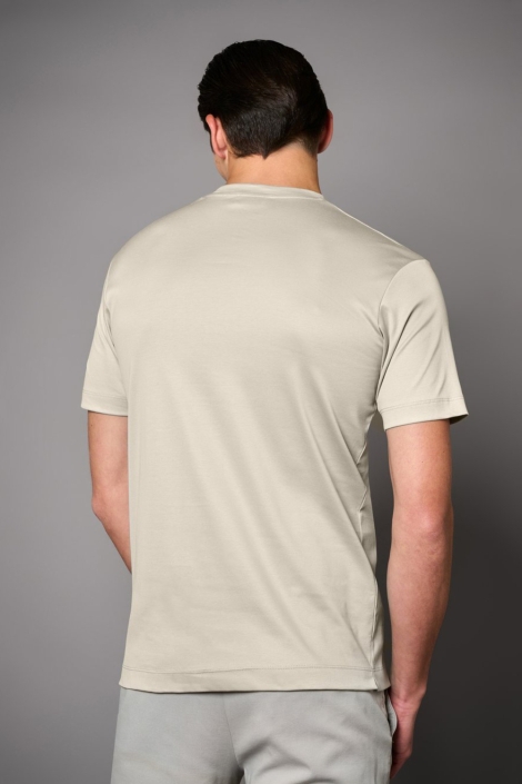 Desoto taupe heren t-shirt | Model achteraanzicht