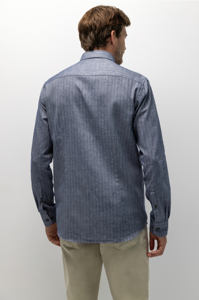State of Art blauwe heren overhemd | Model achteraanzicht