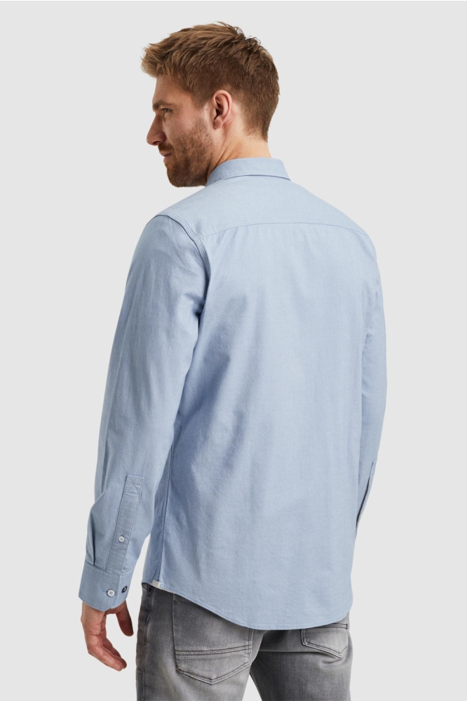 PME legend blauwe heren overhemd | Model achteraanzicht