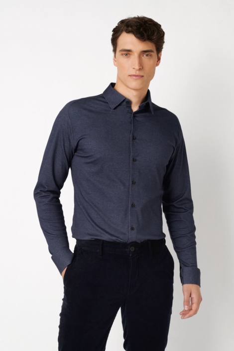 Desoto blauwe heren overhemd | Model vooraanzicht