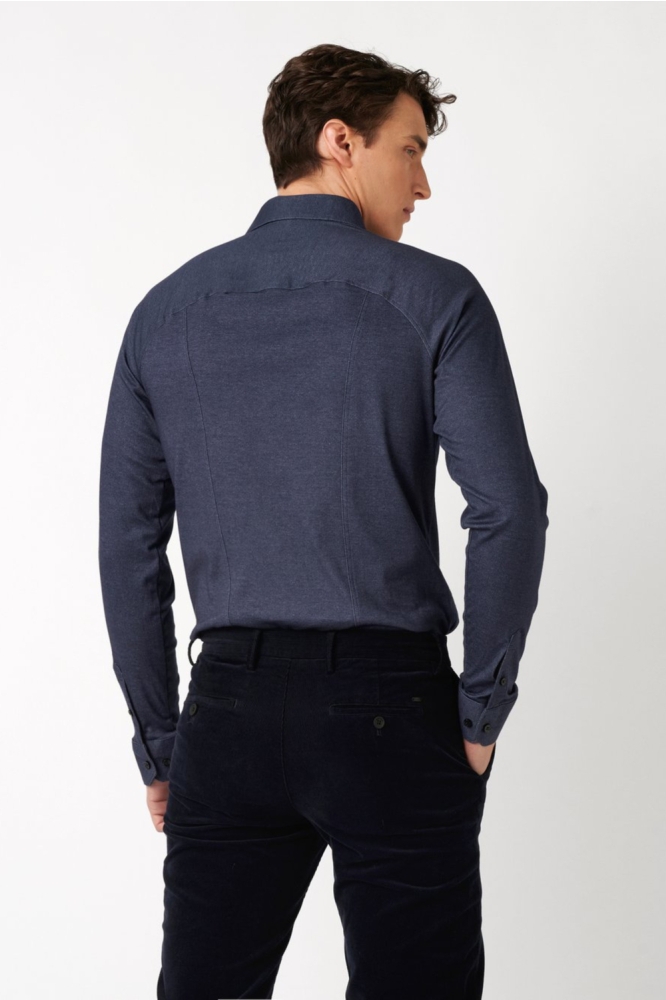 Desoto blauwe heren overhemd | Model achteraanzicht