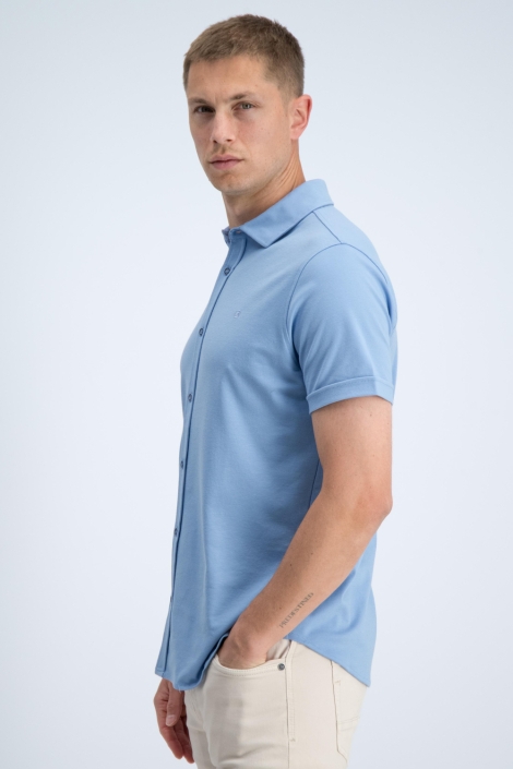 Gabbiano blauwe heren overhemd | Model zijaanzicht