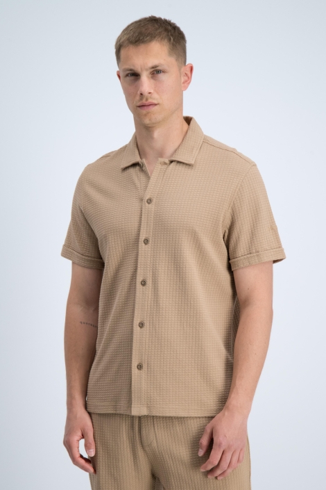 Gabbiano camel heren overhemd | Model vooraanzicht
