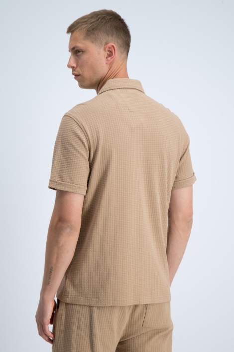 Gabbiano camel heren overhemd | Model achteraanzicht