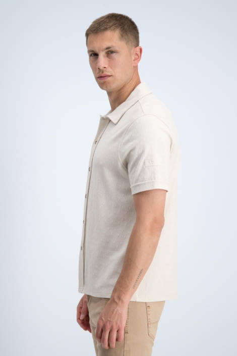 Gabbiano zand heren overhemd | Model zijaanzicht