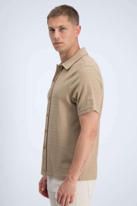 Gabbiano camel heren overhemd | Model zijaanzicht