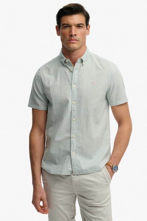 Superdry beige heren overhemd | Model vooraanzicht