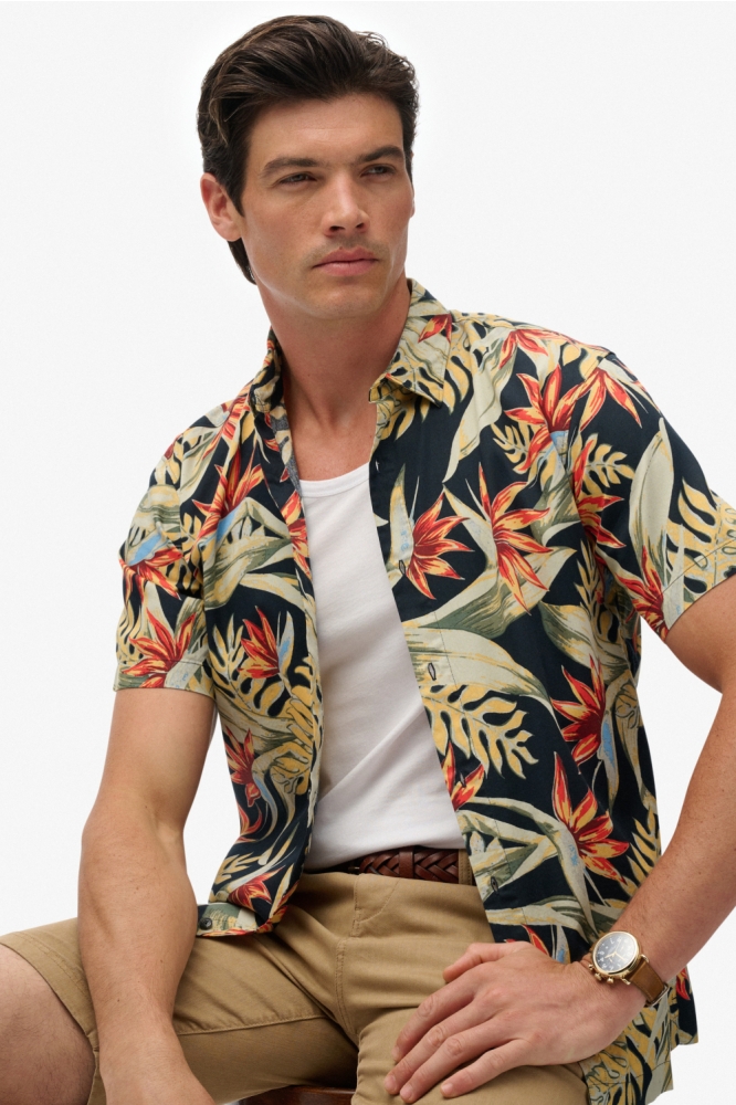 Superdry blauwe heren overhemd | Model vooraanzicht