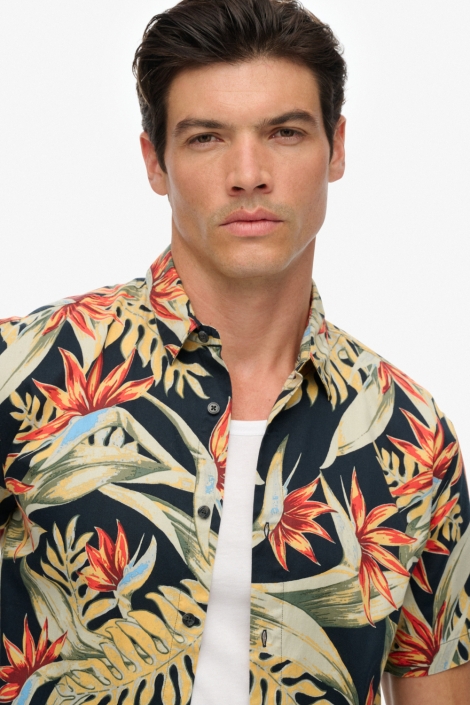 Superdry blauwe heren overhemd | Close up