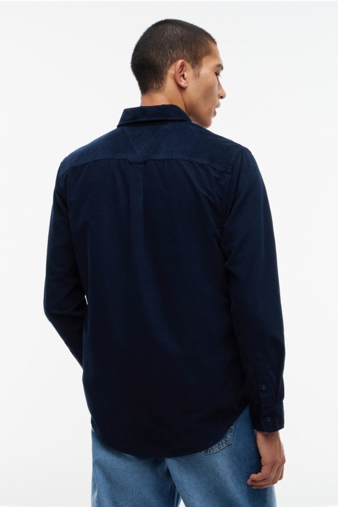 Tommy Jeans blauwe heren overhemd | Model achteraanzicht