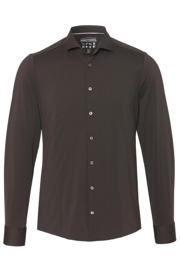Pure H. Tico Overhemd FUNCTIONAL SHIRT LS 4030 21750 245 DARK BROWN PLAIN