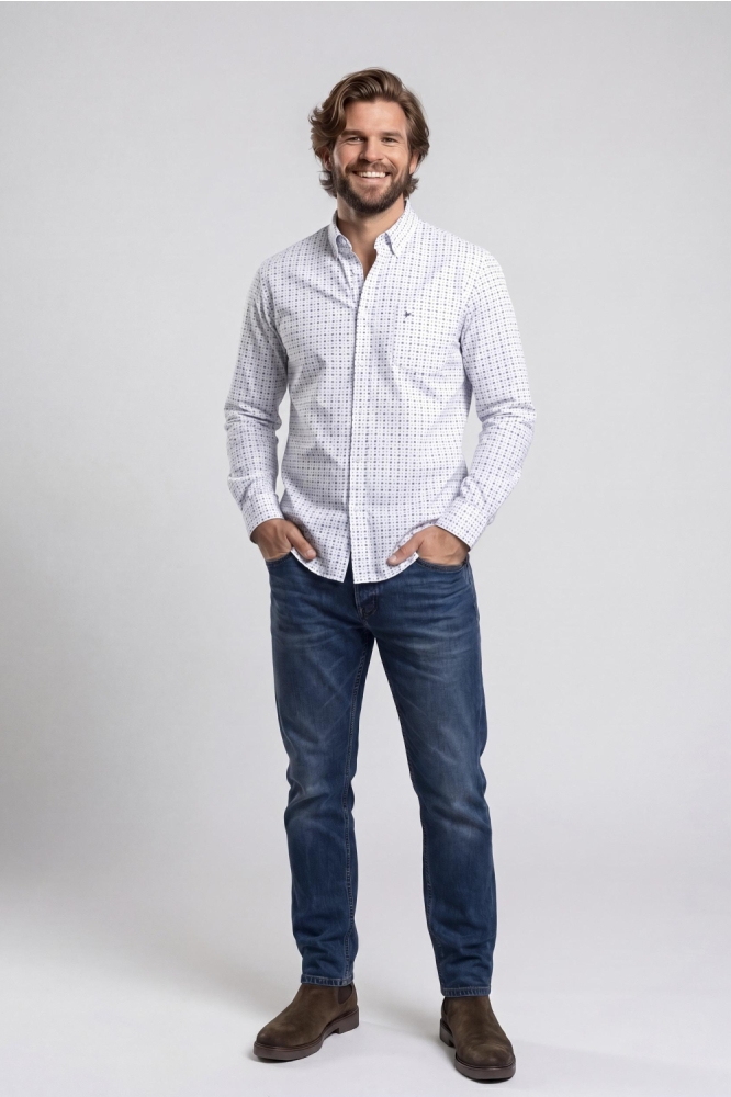 Campbell witte heren overhemd | Model