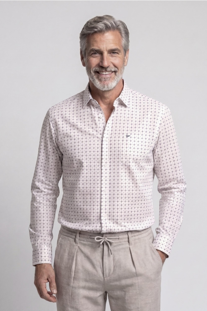 Campbell witte heren overhemd | Model vooraanzicht