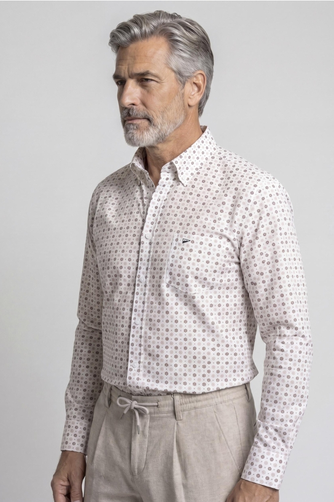 Campbell witte heren overhemd | Model vooraanzicht